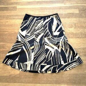Nic + Zoe abstract black tan a-line skirt